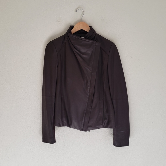 T Tahari Drape Moto Jacket - Picture 3 of 11